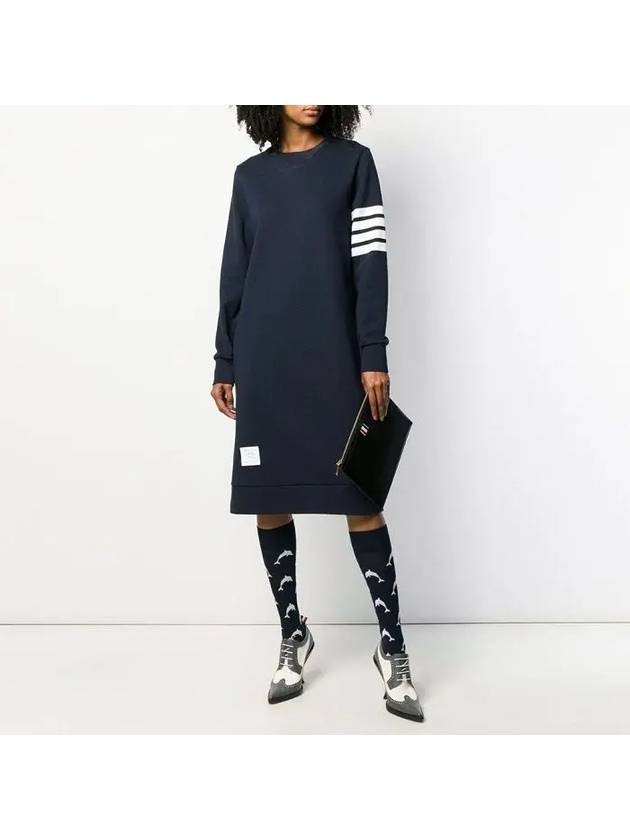 Classic Loopback 4-Bar Sweater Midi Dress Light Navy - THOM BROWNE - BALAAN 6