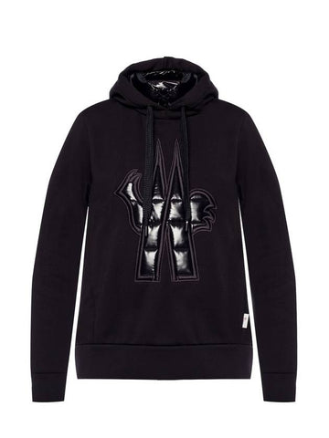 Grenoble Embroidered Logo Hooded Top Black - MONCLER - BALAAN 1