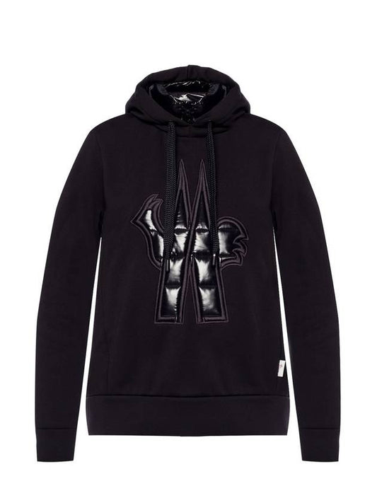 Grenoble Embroidered Logo Hooded Top Black - MONCLER - BALAAN 1