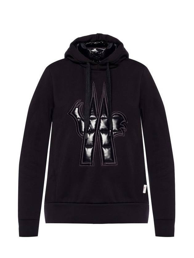 Grenoble Embroidered Logo Hoodie Black - MONCLER - BALAAN 1