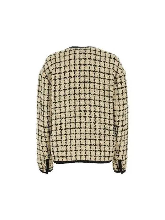 Single Breasted Check Lame Jacket Ivory - MIU MIU - BALAAN 3