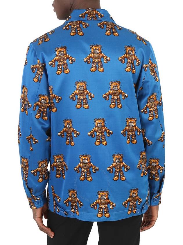 Men s Long Sleeve Shirt Moschino Blue Robot Bear Print Jacket Brand Size 46 US 36 - MOSCHINO - BALAAN 4