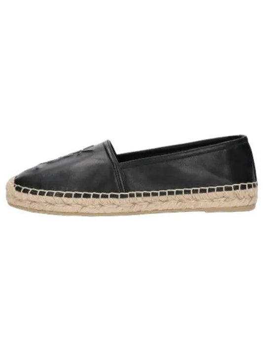 Embossed monogram leather espadrille black shoes - SAINT LAURENT - BALAAN 1