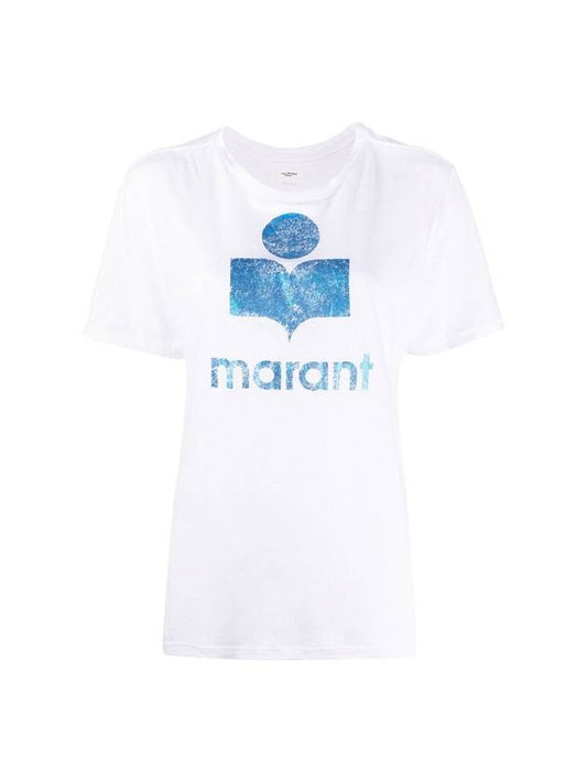 Zewel Short Sleeve T-Shirt White Blue - ISABEL MARANT - BALAAN 1