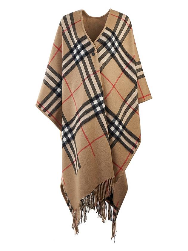 Reversible Check Wool Cashmere Cape Beige - BURBERRY - BALAAN 6