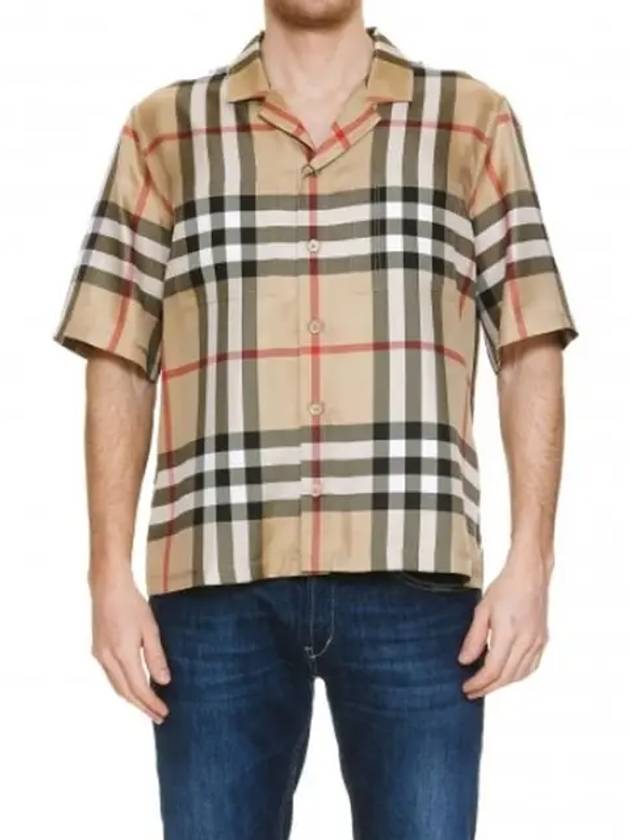 Vintage Check Silk Short Sleeve Shirt Archive Beige - BURBERRY - BALAAN 3