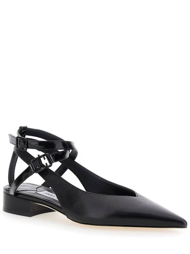 'Jemima' Black Flat Shoes With Logo Detail In Smooth Leather Woman - JIMMY CHOO - BALAAN 2