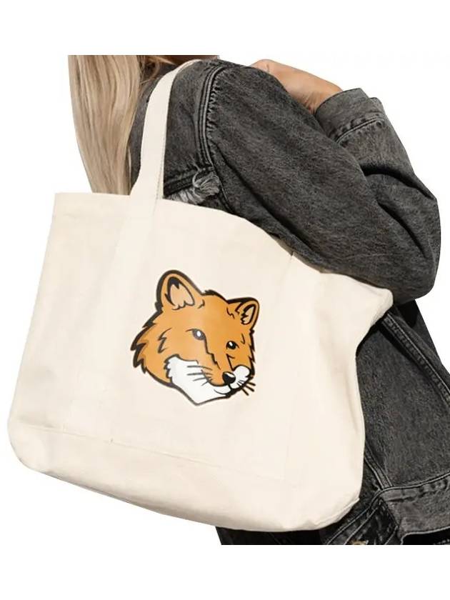 Fox Head Print Tote Bag Ecru - MAISON KITSUNE - BALAAN 6