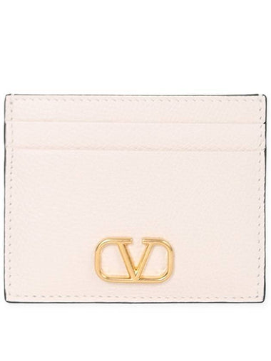 V Logo Signature Card Wallet Ivory - VALENTINO - BALAAN 1