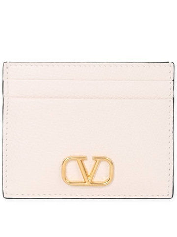 V Logo Signature Card Wallet Ivory - VALENTINO - BALAAN 1