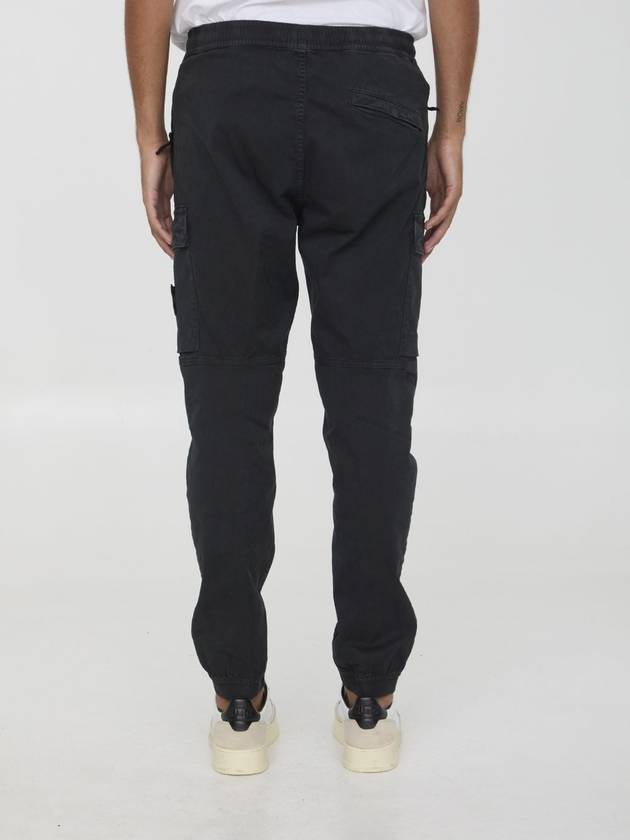 Stretch Cotton Cargo Straight Pants Black - STONE ISLAND - BALAAN 5