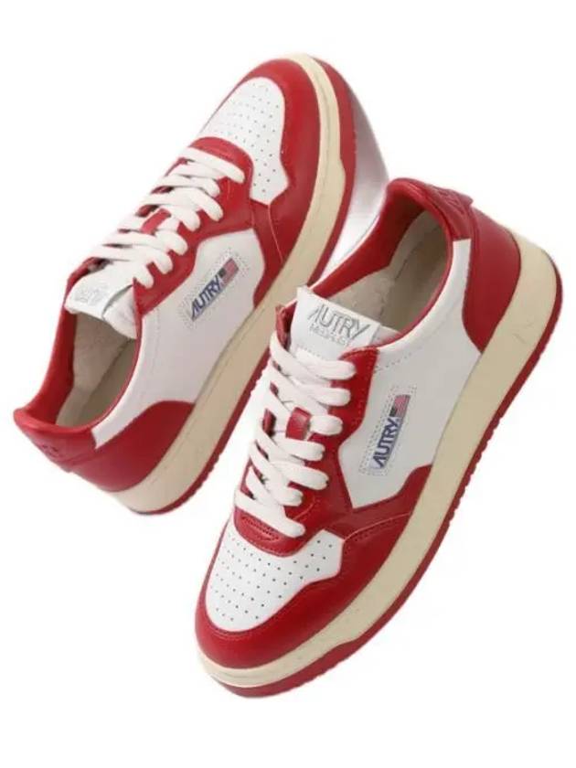 Men's Medalist Low Leather Sneakers White Red - AUTRY - BALAAN 2