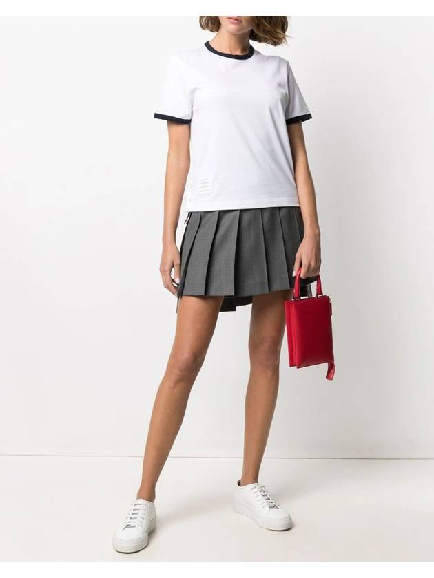 Asymmetric Hem Short Sleeve T-Shirt White - THOM BROWNE - BALAAN 3