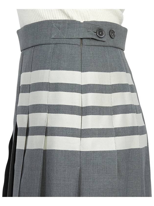 4 Bar Logo Plain Weave Wool Pleated Skirt Grey - THOM BROWNE - BALAAN 10