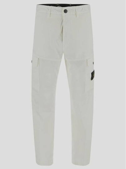 Regular Fit Cargo Cotton Straight Pants White - STONE ISLAND - BALAAN 2