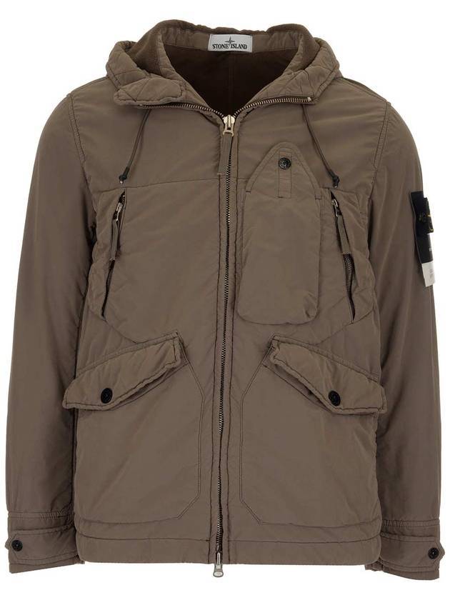 David Light TC Mircropile Hooded Jacket Brown - STONE ISLAND - BALAAN 1