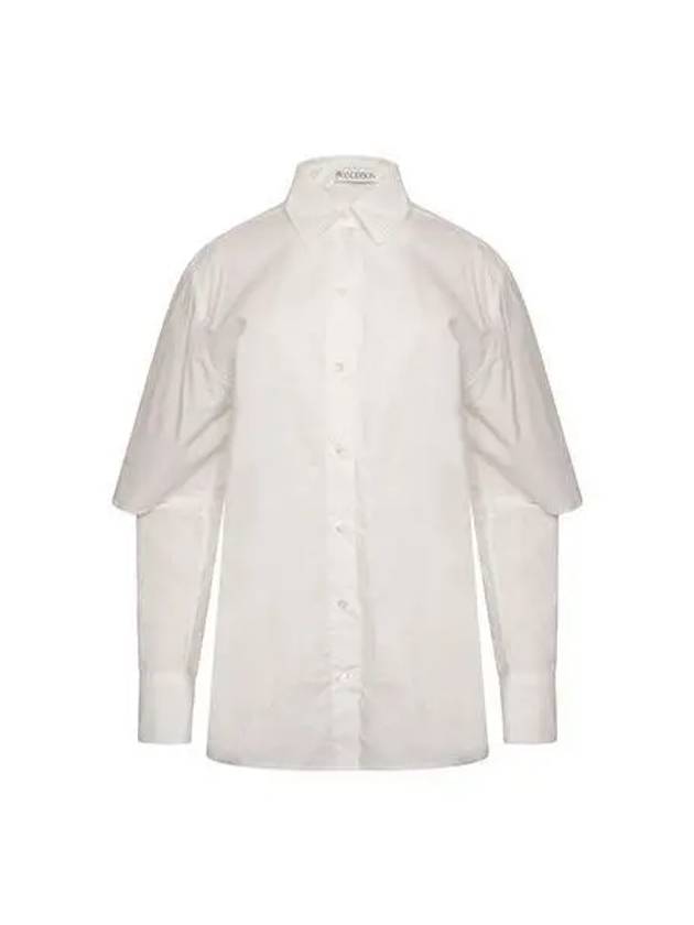 J W Anderson Women s Cutout Sleeve Long Shirt White SH0204 PG0587 - JW ANDERSON - BALAAN 1