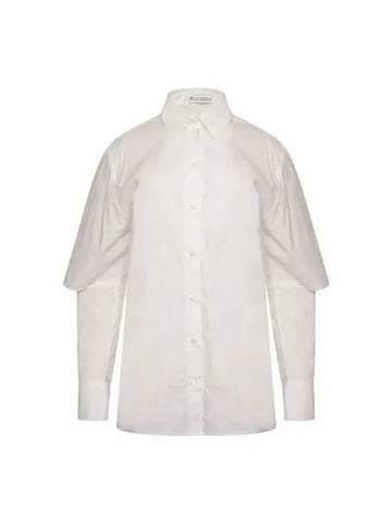 J W Anderson Women s Cutout Sleeve Long Shirt White SH0204 PG0587 - JW ANDERSON - BALAAN 1