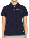 Women's Print Polo Short Sleeve T-Shirt Navy - HORN GARMENT - BALAAN 2