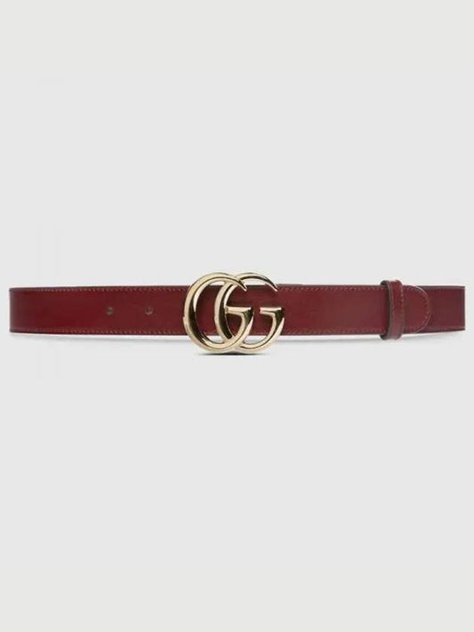 GG Marmont Thin Leather Belt Rosso Ancora Red - GUCCI - BALAAN 2