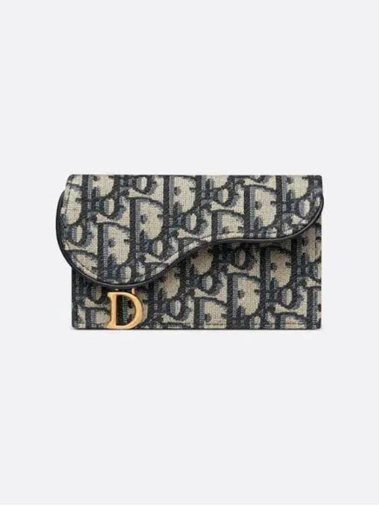 Saddle Flap Compact Zipper Card Wallet - DIOR - BALAAN 2