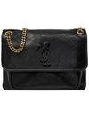 Nikki Medium Leather Shoulder Bag Black - SAINT LAURENT - BALAAN 1