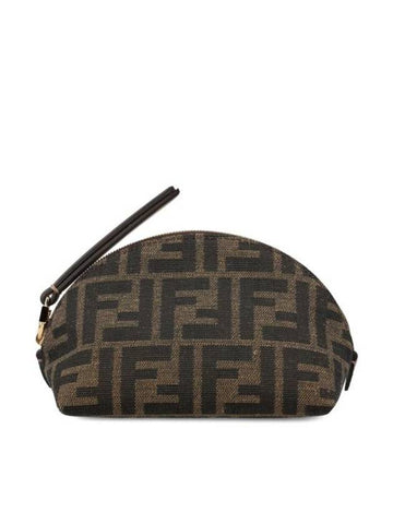 Baguette Small  FF Jacquard Fabric Pouch Bag Brown - FENDI - BALAAN 1