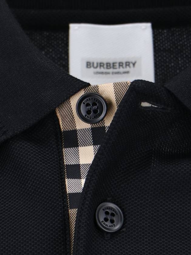 Men's Embroidered Logo Cotton Polo Shirt Black - BURBERRY - BALAAN 6