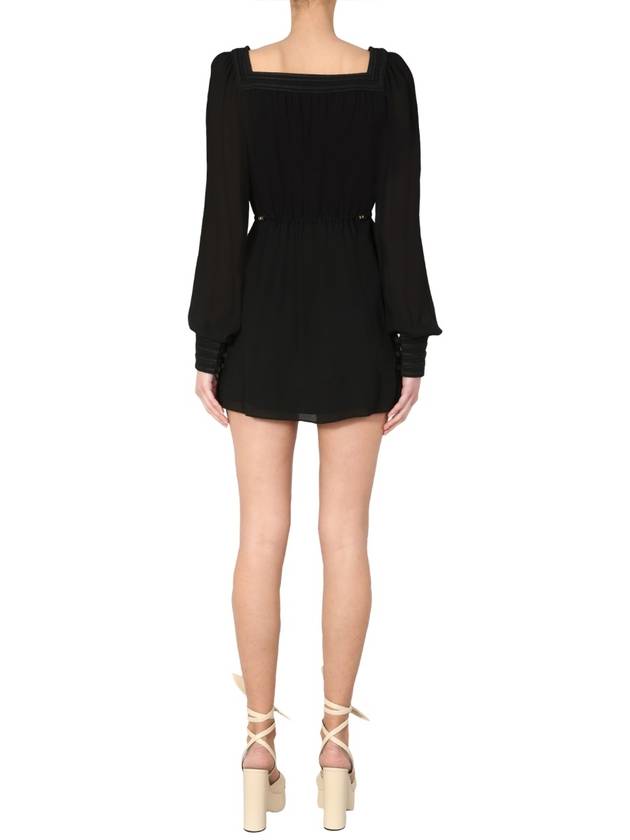 sleeve see-through short dress black - SAINT LAURENT - BALAAN 4