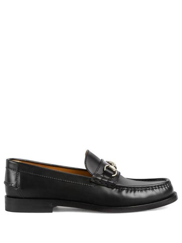 Horsebit Detail Leather Loafers Black - GUCCI - BALAAN 1