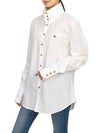 Embroidered Logo Big Collar Cotton Long Sleeve Shirt White - VIVIENNE WESTWOOD - BALAAN 8