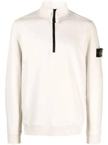 Brushed Cotton Half Zip-Up Sweatshirt Plaster - STONE ISLAND - BALAAN 1