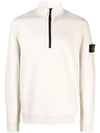 Brushed Cotton Half Zip-Up Sweatshirt Plaster - STONE ISLAND - BALAAN 1