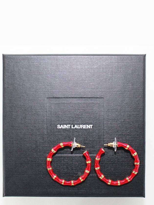 Round Earrings Red - SAINT LAURENT - BALAAN 3