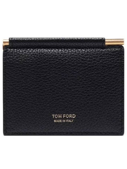 Men's T Line Leather Clip Card Wallet Black - TOM FORD - BALAAN 2