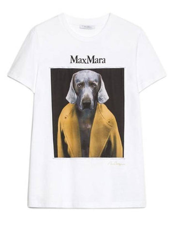 Graphic Print Crewneck Short Sleeve T-Shirt White - MAX MARA - BALAAN 1