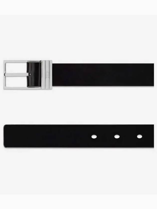 Logo Brushed Leather Belt Black - DIOR - BALAAN 3