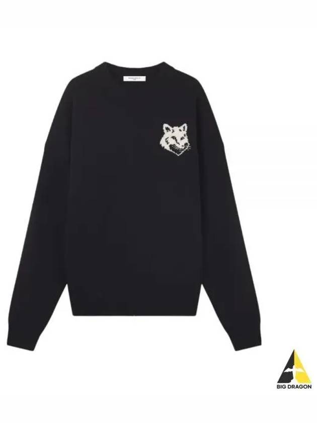 Intarsia Fox Head Comfort Knit Top Black - MAISON KITSUNE - BALAAN 2