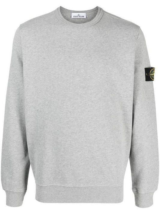 Brushed Cotton Fleece Garment Dyed Crewneck Sweatshirt Melange Grey - STONE ISLAND - BALAAN 2