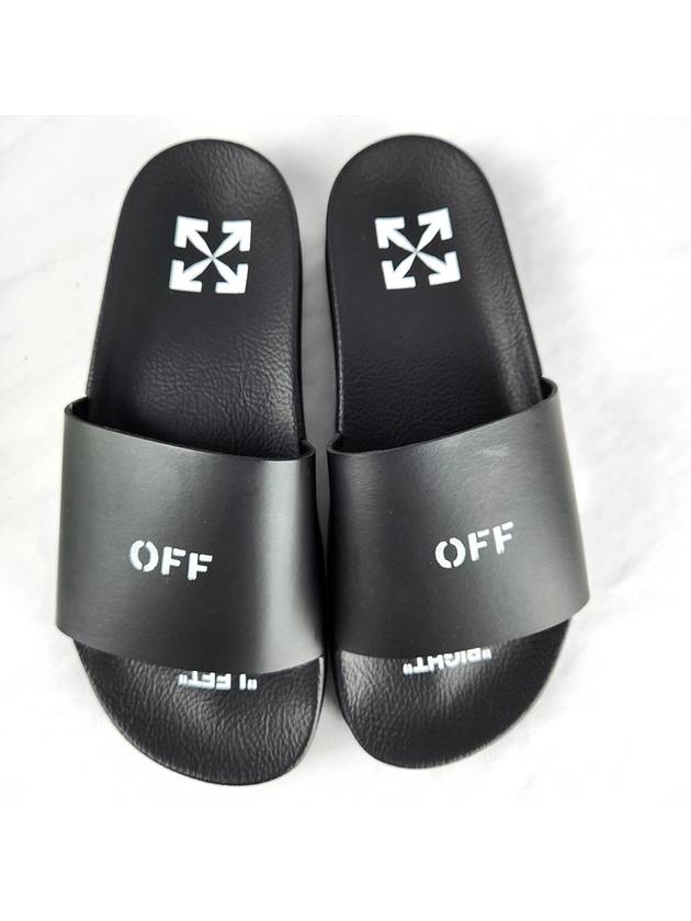 Logo Pool Slippers Black - OFF WHITE - BALAAN 5