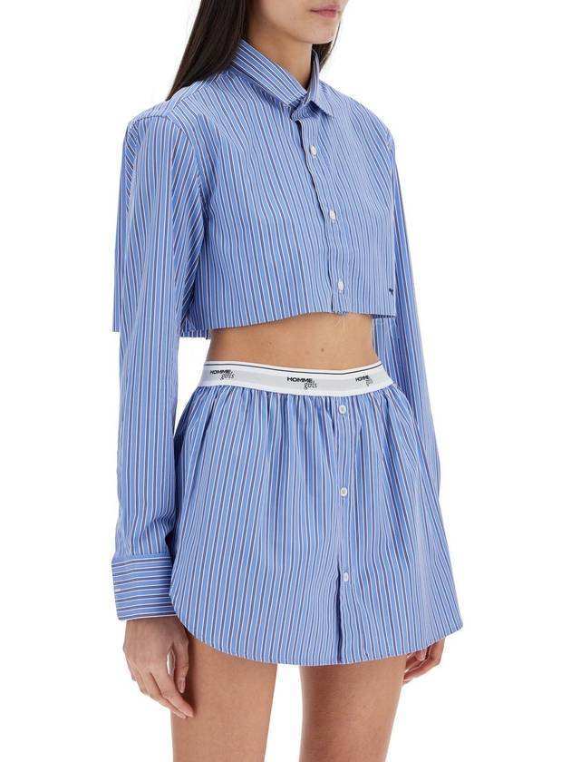 super cropped blue striped cotton shirt - HOMMEGIRLS - BALAAN 2