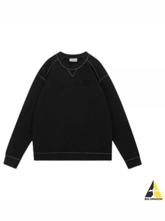 Isoli Drop Shoulder Sweatshirt Black - GANNI - BALAAN 2