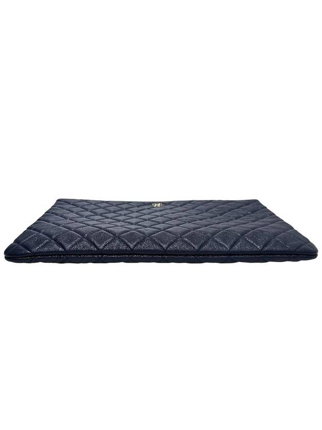 Women s A82552 Cavier Skin Classic Navy Leather Gold Plated COCO Logo Large Clutch - CHANEL - BALAAN 4