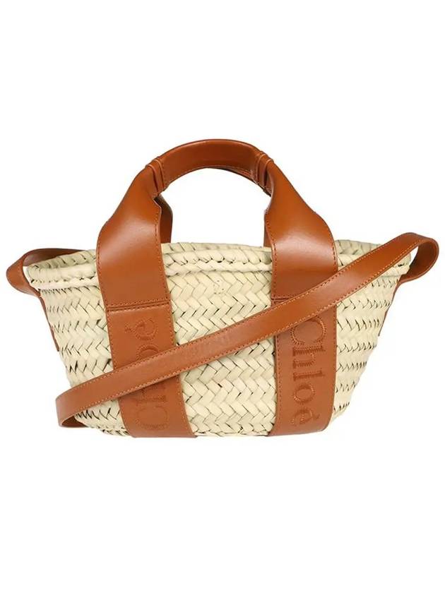 Sense Small Raffia Tote Bag Beige Caramel - CHLOE - BALAAN 3