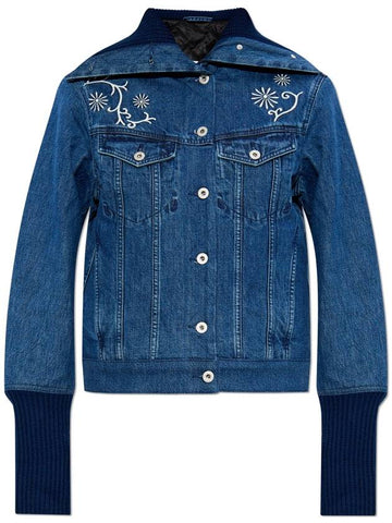 Kenzo Denim Jacket With Wool Collar, Women's, Blue - KENZO - BALAAN 1