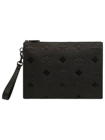 Maxi monogram leather wrist strap zipper pouch - MCM - BALAAN 1