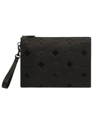 Maxi monogram leather wrist strap zipper pouch - MCM - BALAAN 1