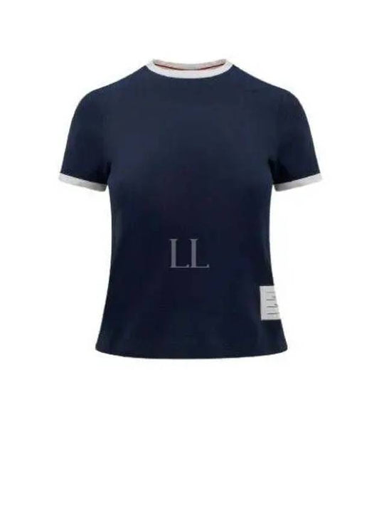 Asymmetric Hem Short Sleeve T-Shirt Navy - THOM BROWNE - BALAAN 2