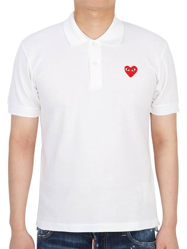 Red Heart Wappen Polo Shirt P1 T006 5 White - COMME DES GARCONS - BALAAN.