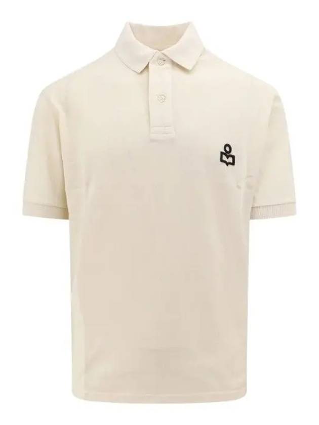 Afko Logo Cotton Polo Shirt Ecru - ISABEL MARANT - BALAAN 3